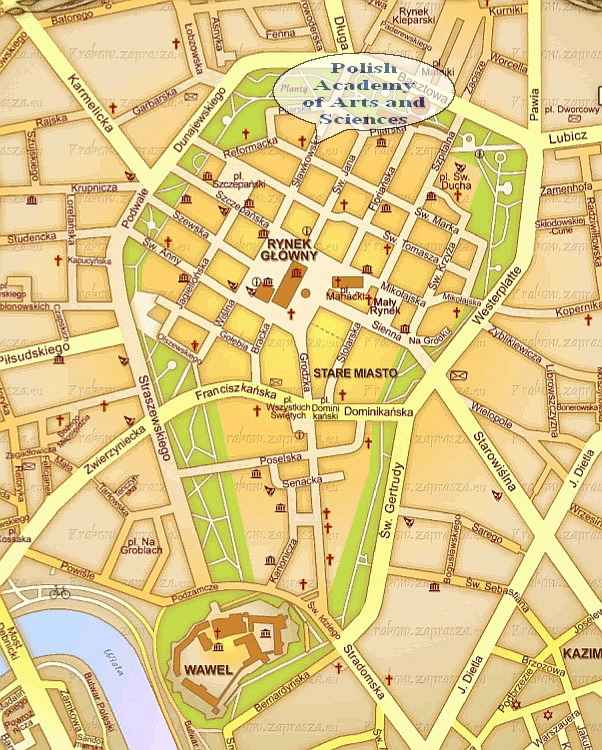 Map of old Cracow 